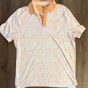 Men's White and Orange Polo Shirt